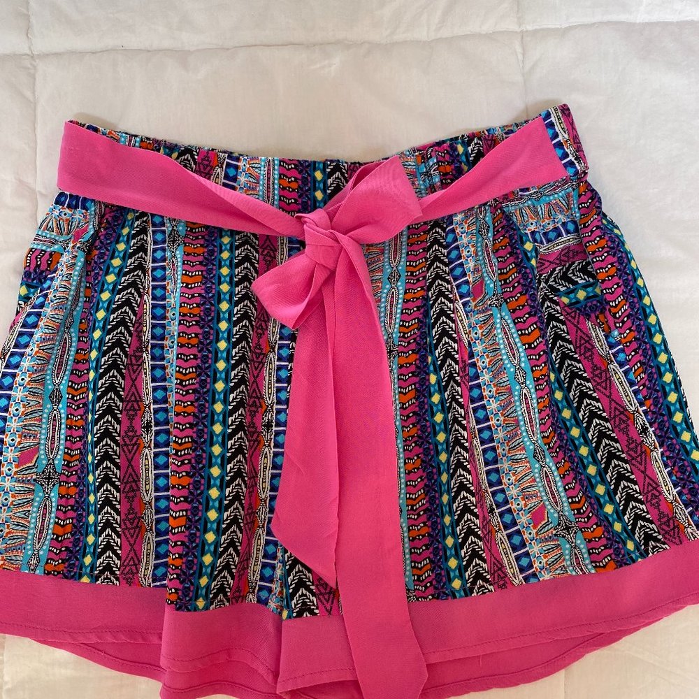 BollyDoll Lounge Shorts hot pink sash multi color
